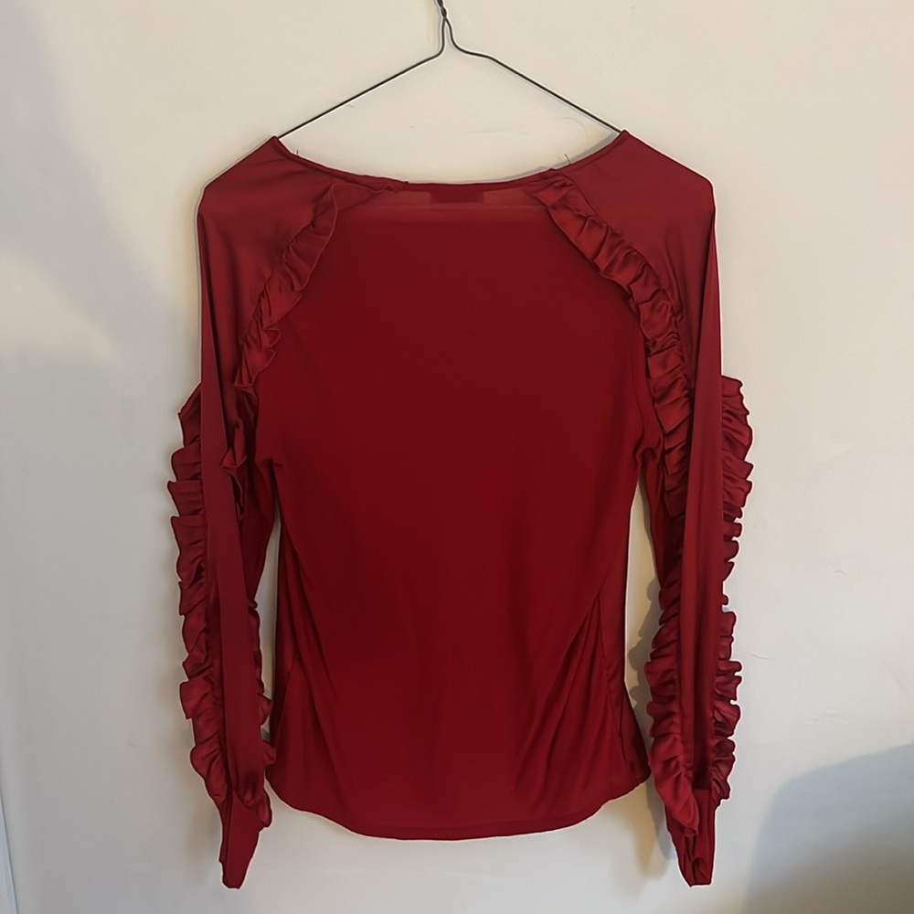 ZARA Red Ruffle Long Sleeve Blouse - Picture 4 of 4